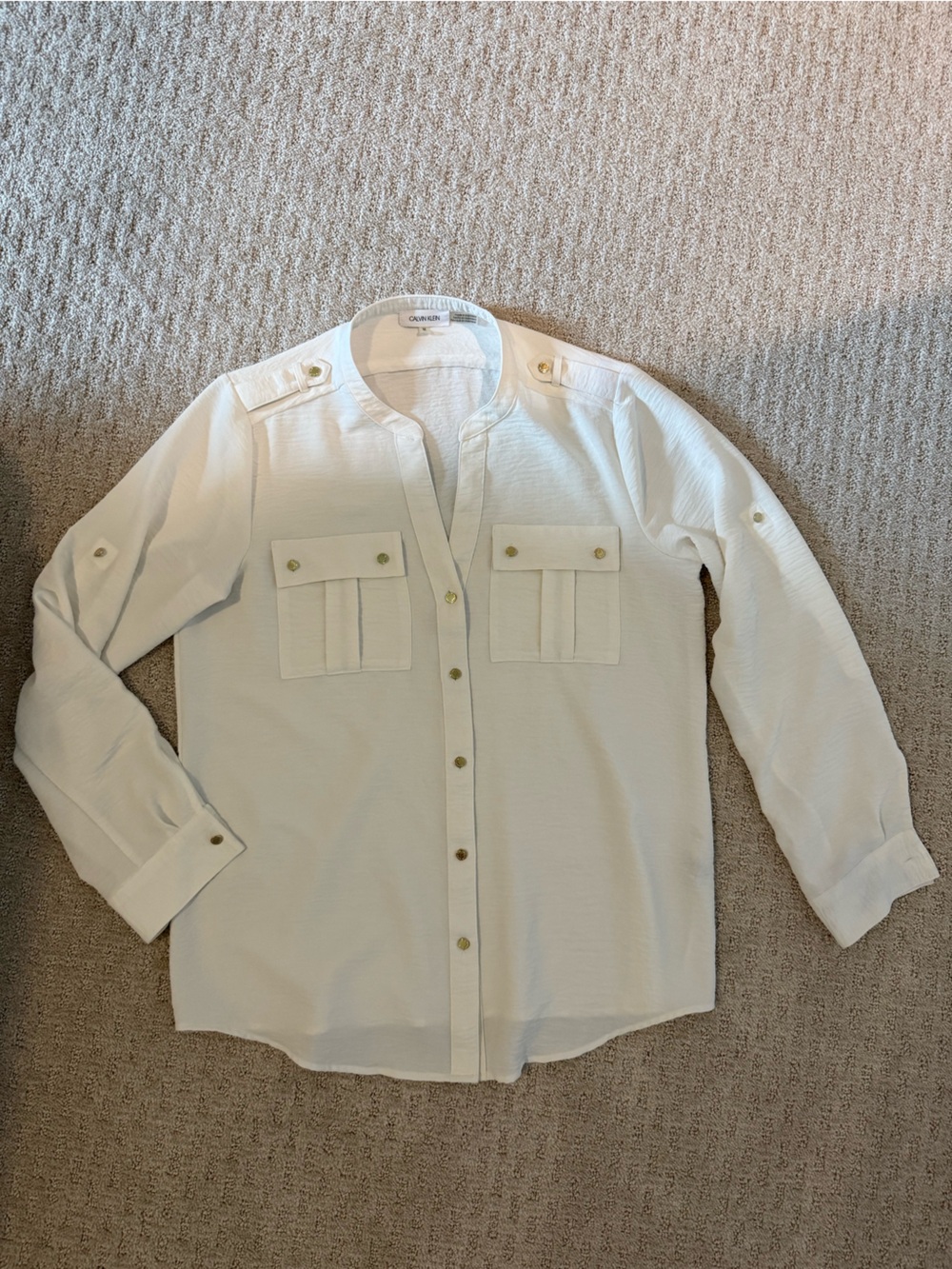 Calvin Klein White Long-Sleeve Button-Down Shirt